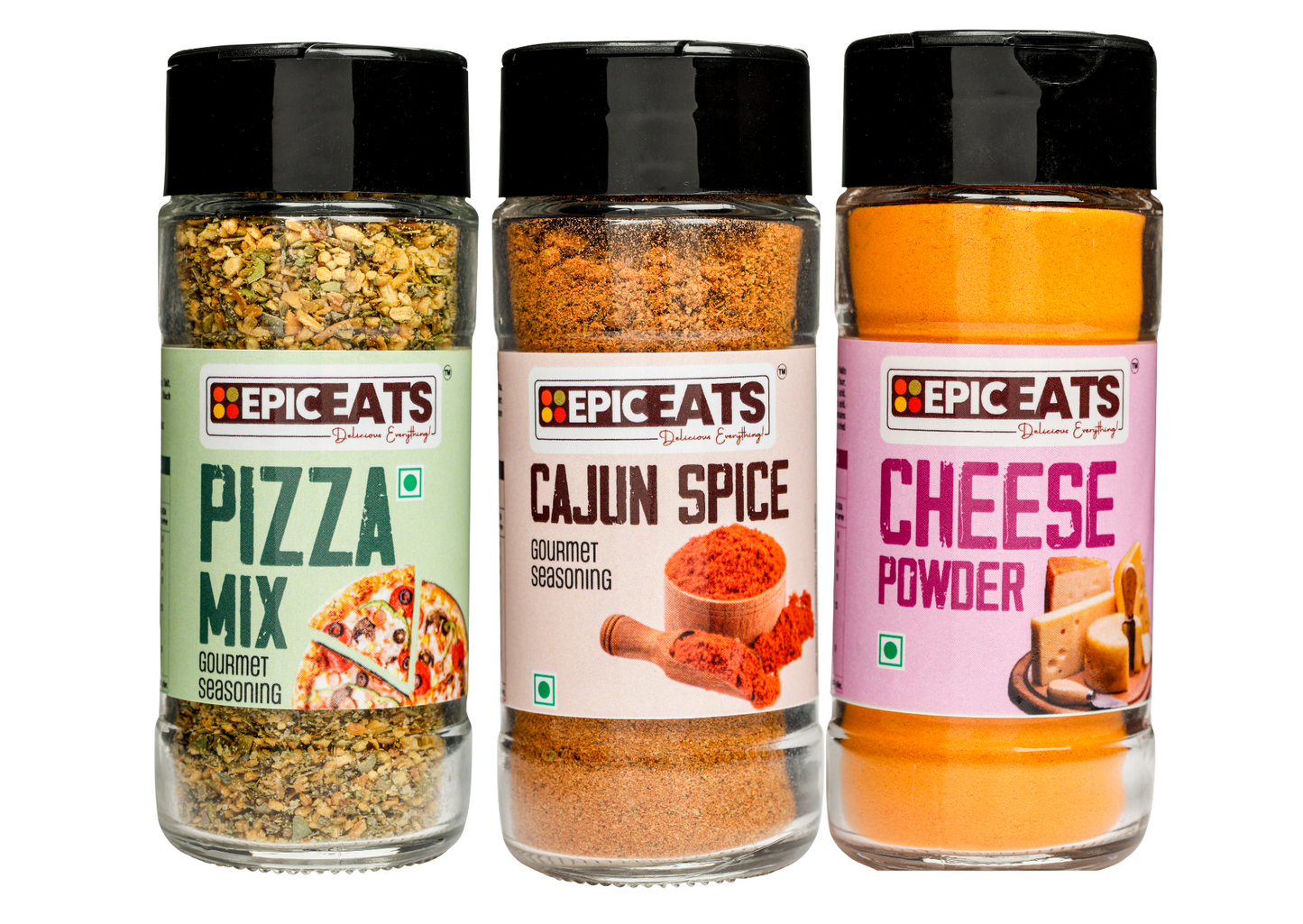 Pizza Mix, Cajun Spice, Cheese Powder | Pack of 3 bottles