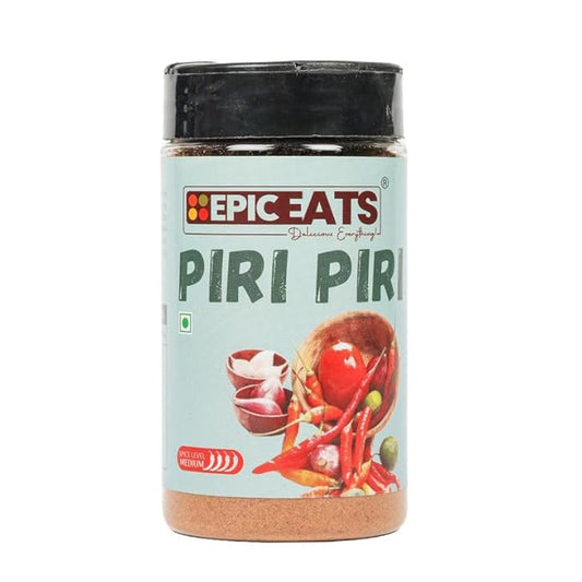 Epic Eats Piri Piri spice blend with medium heat, versatile for all dishes.