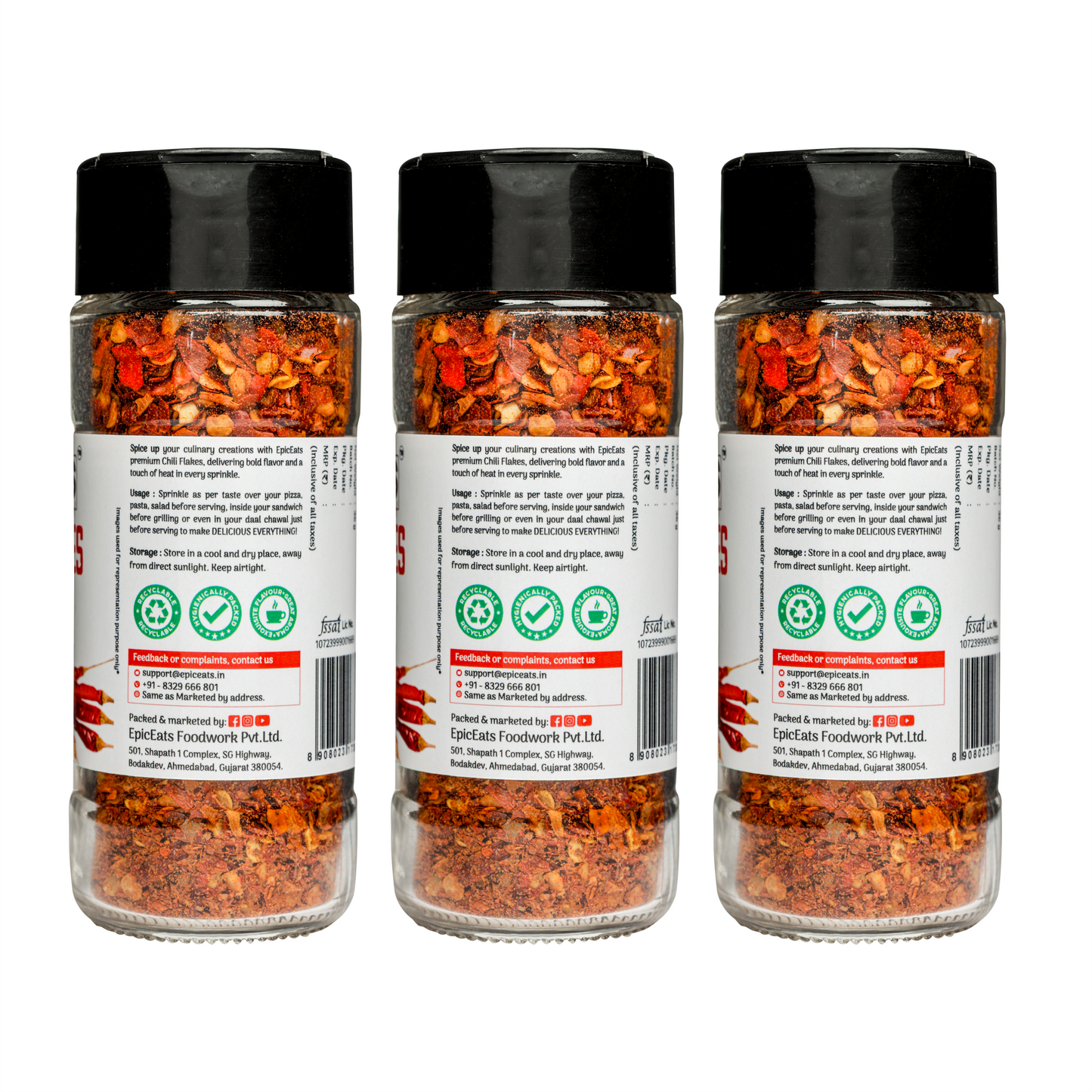 Chilli Flakes | Pack of 3 bottles